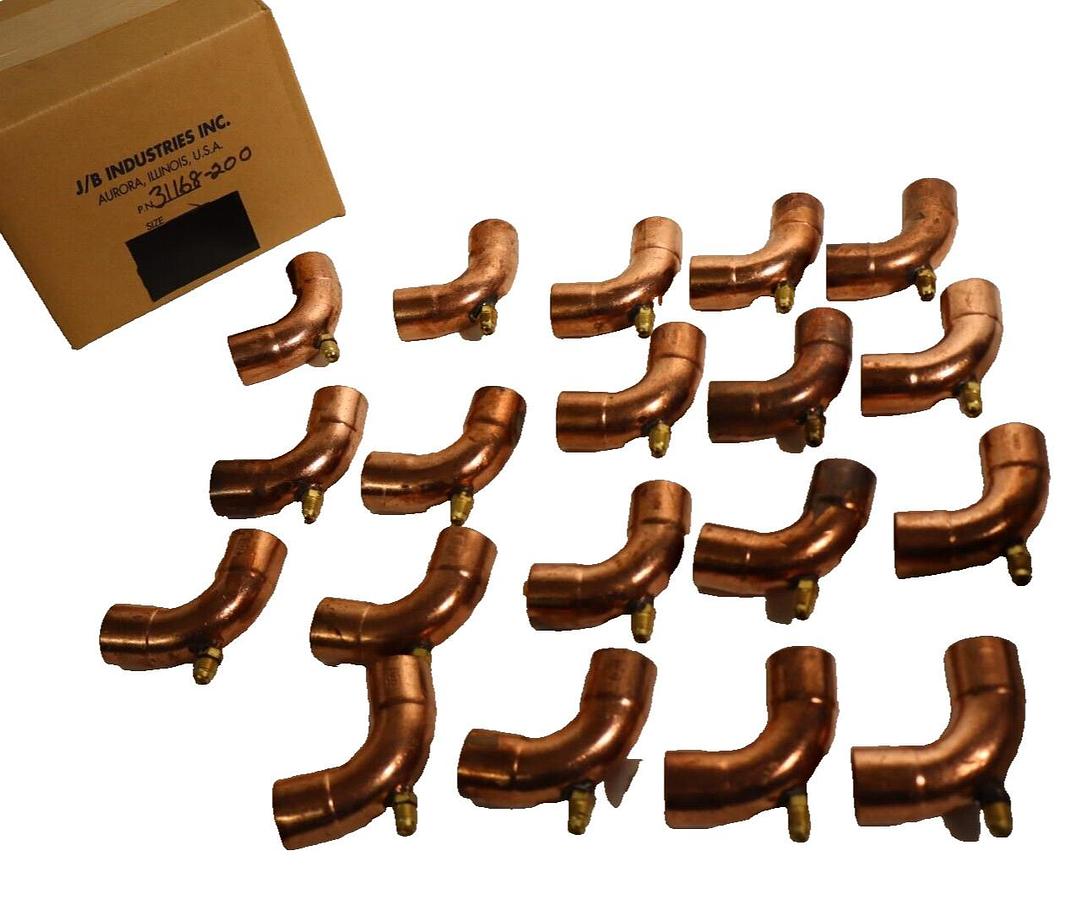 (20) Nibco 1" 90 degree 90° Copper Fitting Elbow HVAC w/ Schrader Valve Port NEW
