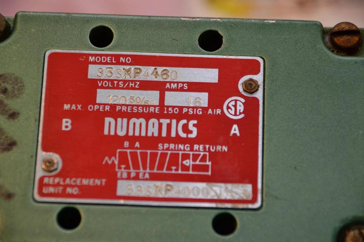 Used NUMATICS VALVE 33SXP4460 33SXP4000 120 V 16 A AMPS 150 PSI