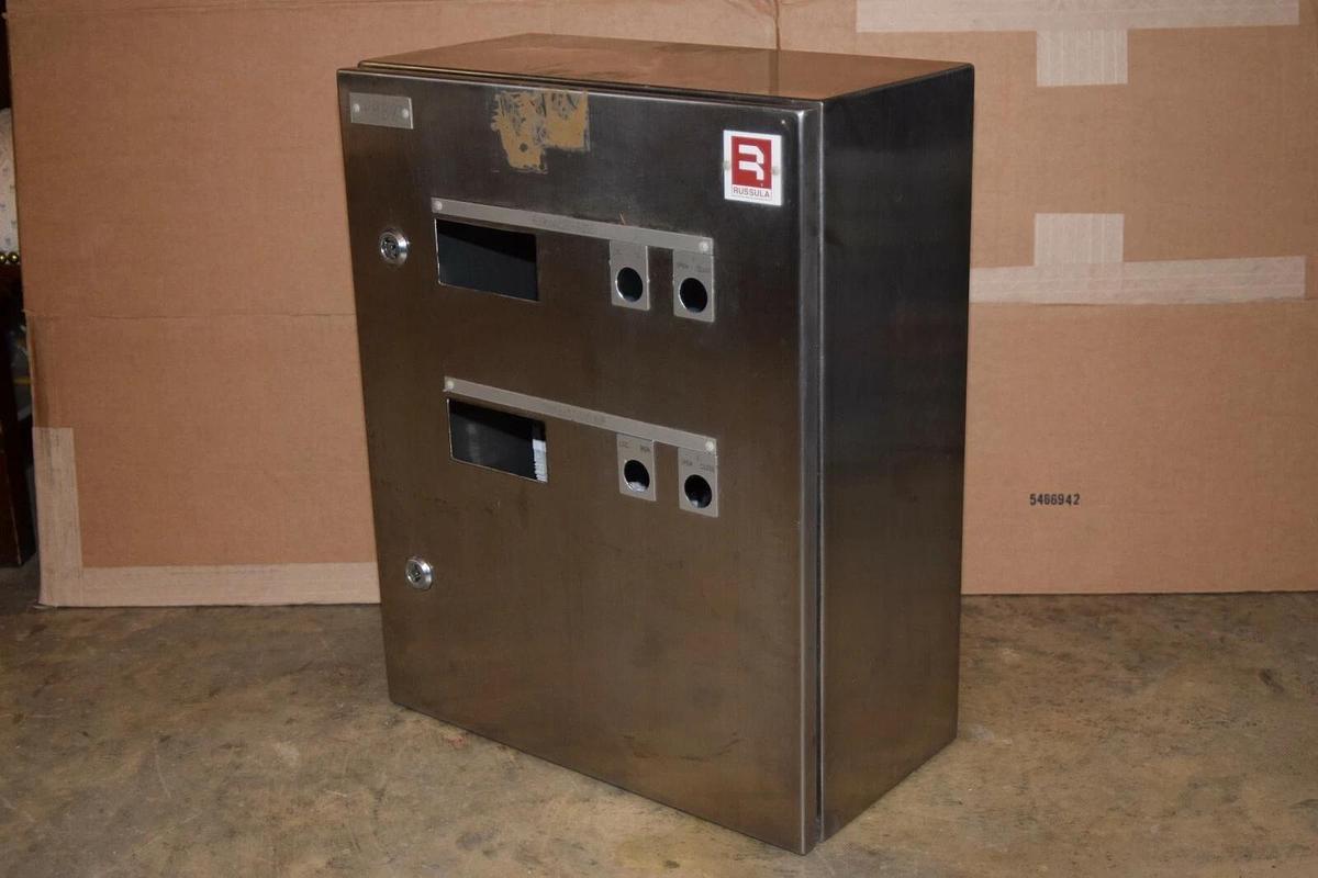 Used Russula SS Stainless Enclosure approx 19.5" x 15.5 " x 7" w/ cutouts