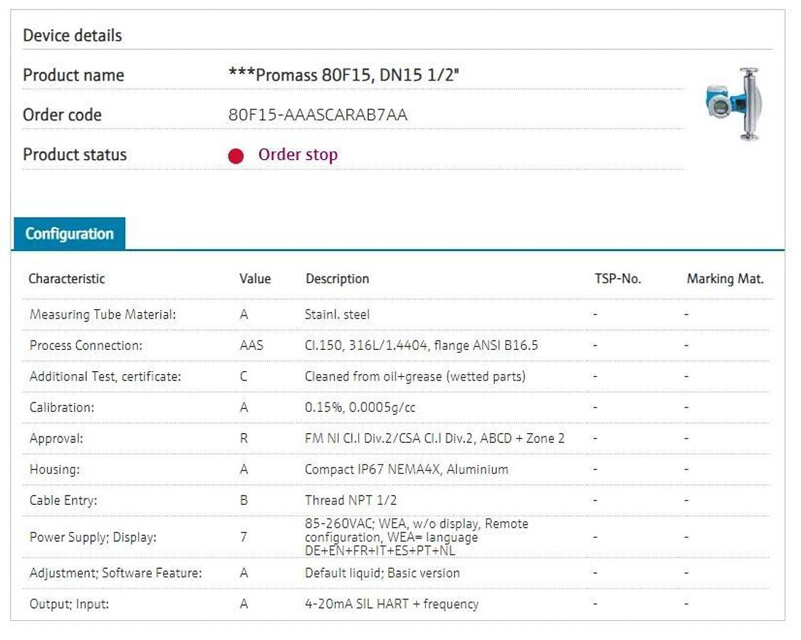 ENDRESS + HAUSER Promass 80F Mass Flowmeter 80F15 80F15-AAASCARAB7AA 1/2"  NEW