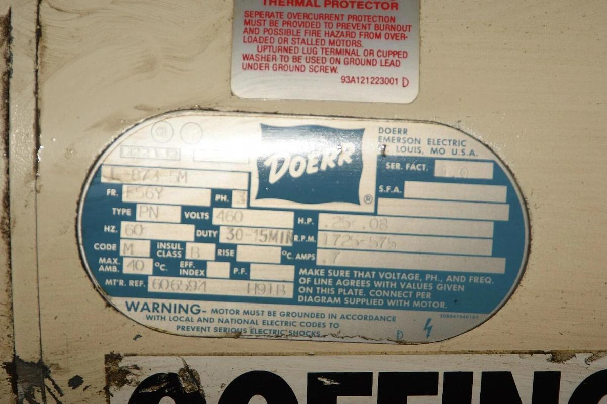 Used Coffing 1/4 Ton Electric Chain Hoist EC05163 15' Lift 230/460v 3ph w/ Trolley