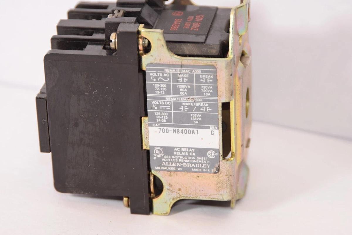 Used ALLEN BRADLEY 700-NB400A1 Series C Type N Relay 120V Coil
