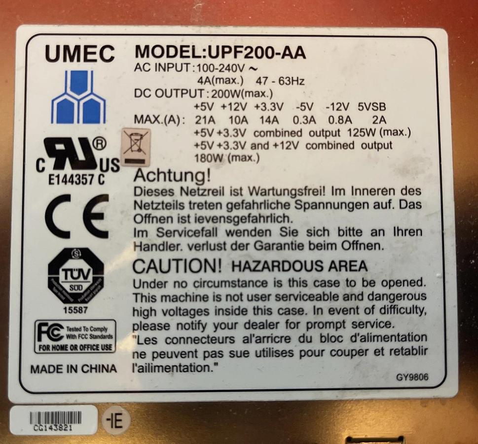 Refurbished UMEC UPF200-AA / UPF200AA power supply (for Allen Bradley 1500) 6189V-1ACPS AA