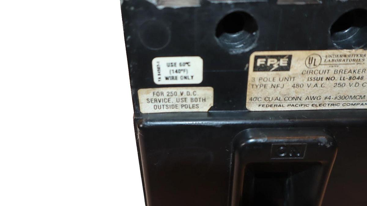 Used FPE  Circuit Breaker 90Amp 90A 3-Pole 480v NFJ3090-U 3P