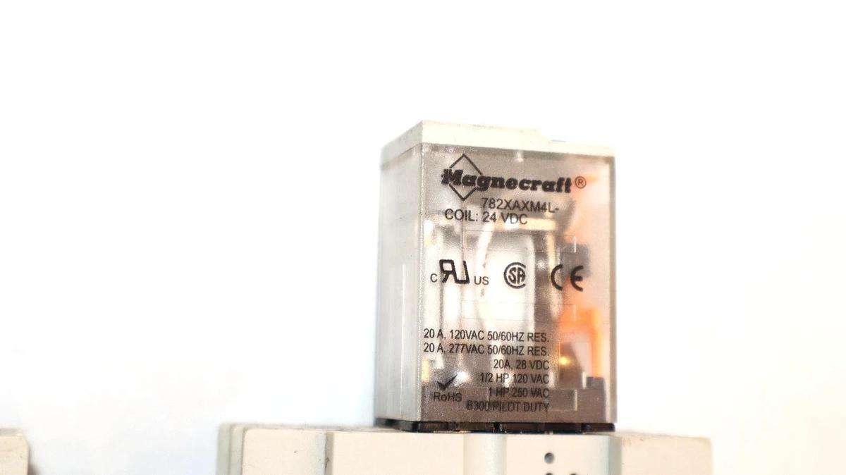 Used Magnecraft 782XAXM4L 24V Coil Relay With Base 70-782D8-1 (Lot of 2)