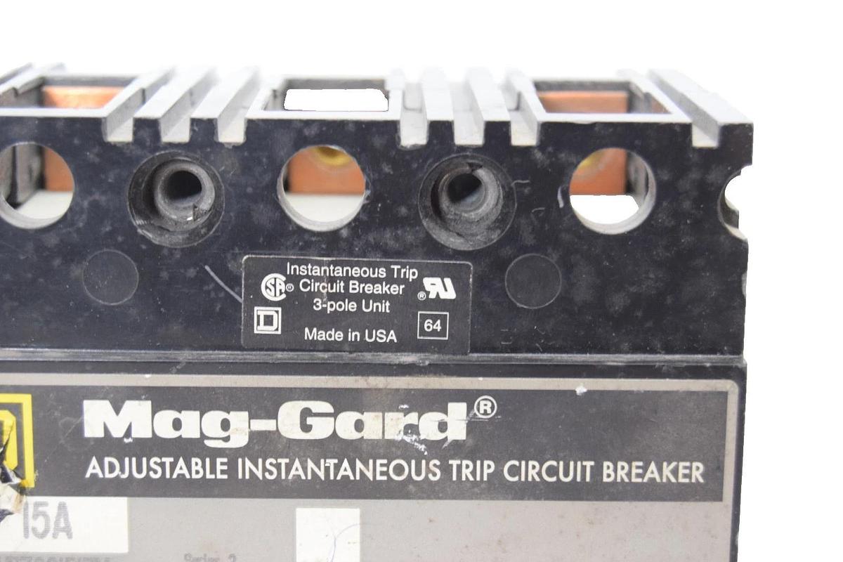 Used Square D FHP3601513M Series 2 15A Amp 3P Mag-Gard Circuit Breaker