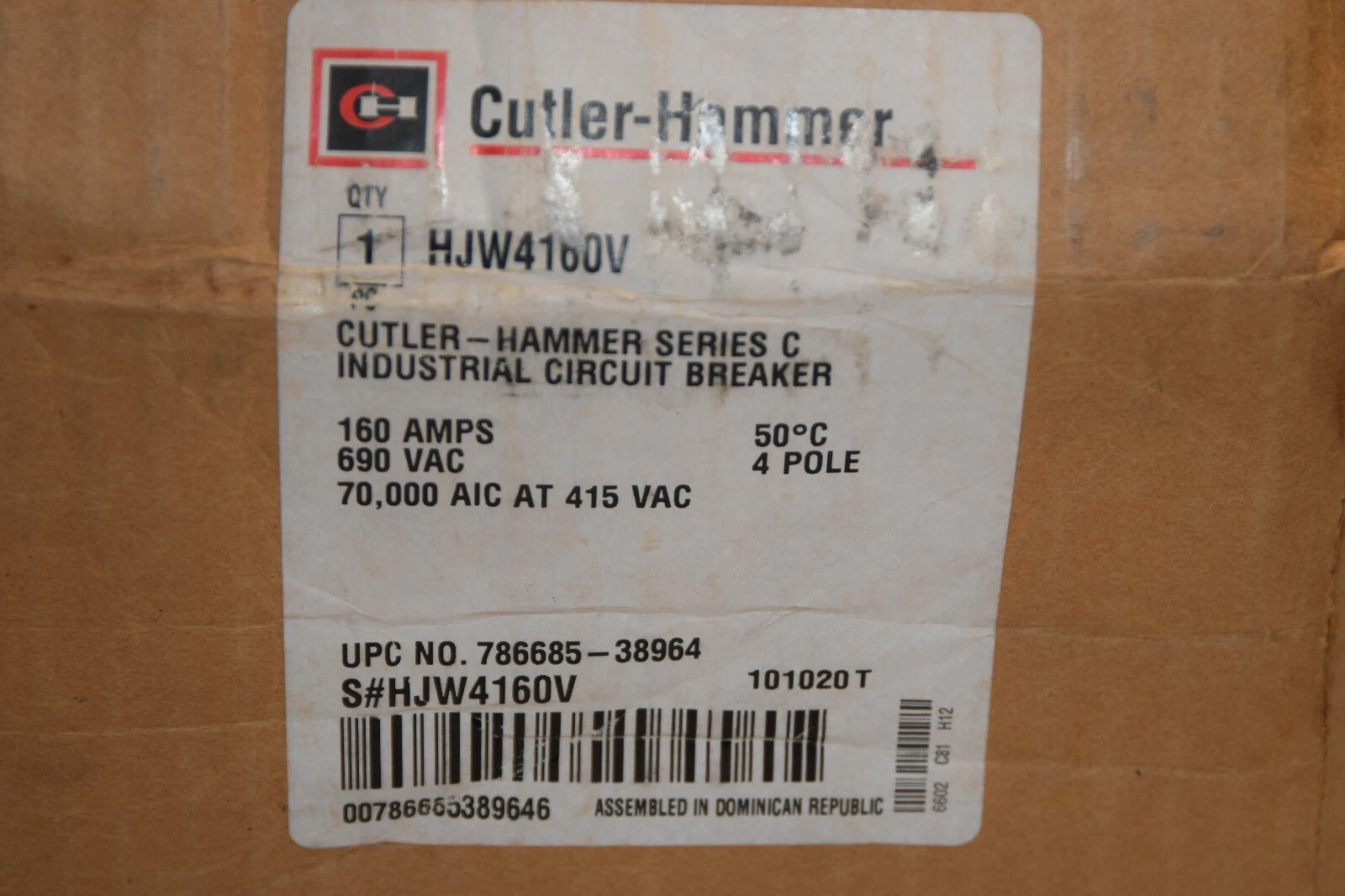 EATON CUTLER HAMMER HJW4160V HJW4250F HJW70K 4P 160A Amp Circuit Breaker (NEW)