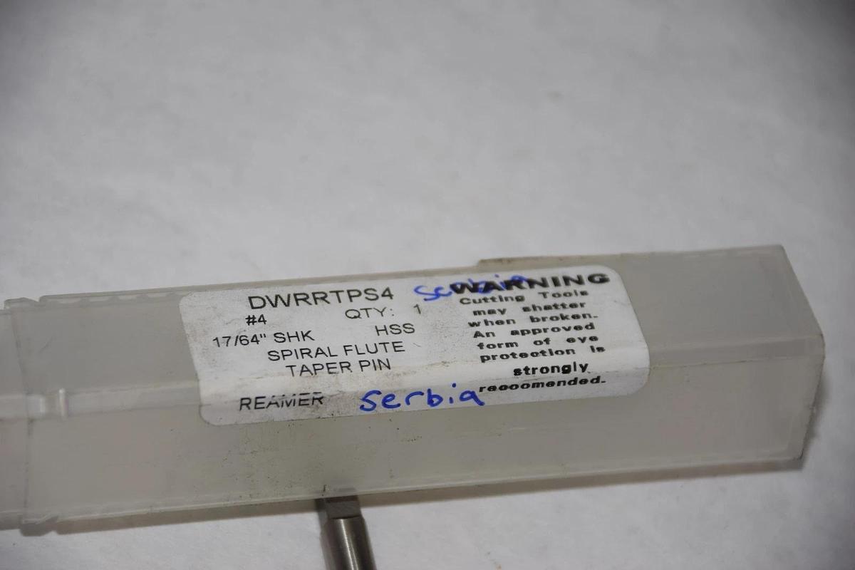 SERBIA DWRRTPS4 17/64" DUS4-HSS SPIRAL FLUTE TAPER PIN REAMER NEW