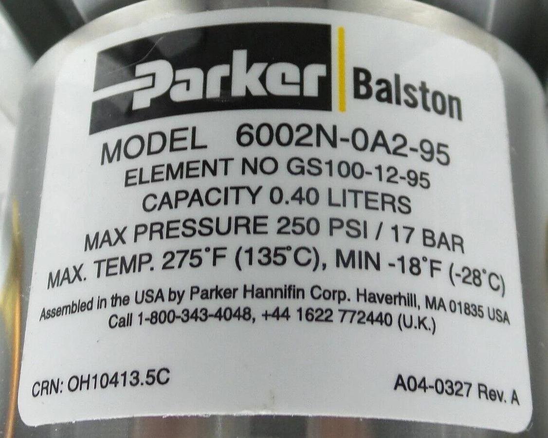 Parker Balston B03-0262 TRI-Carbon Scrubber with Balston 6002N-0A2-95 Filter