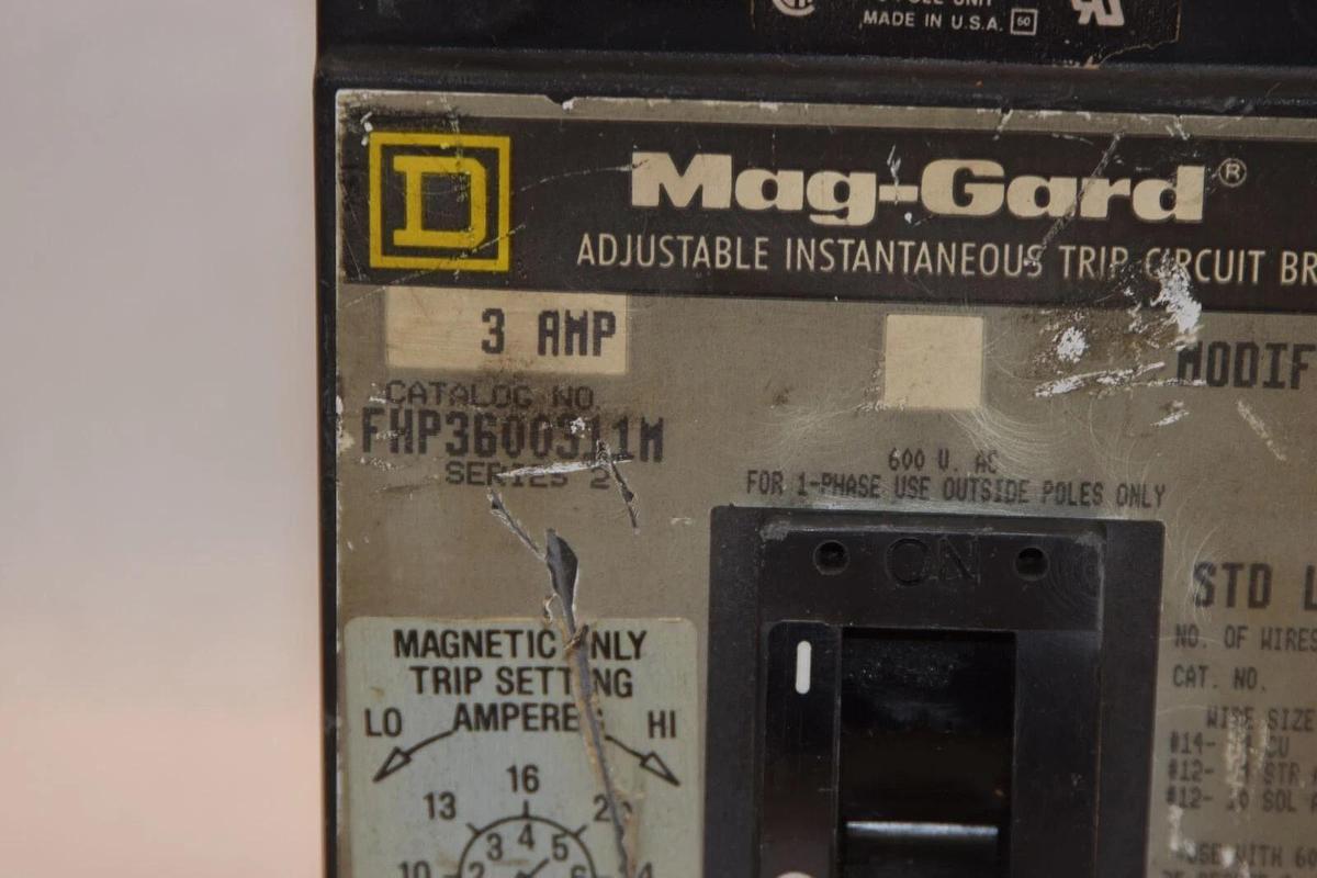 SQUARE D FAP3600311M 3A 3 Amp 3 A 600Vac 3P Mag-Gard Circuit Breaker