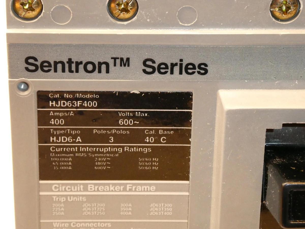 SIEMENS HJD63B300L 300A breaker 300 Amp trip unit  frame hjd63f400 HJD6 3P 300 A
