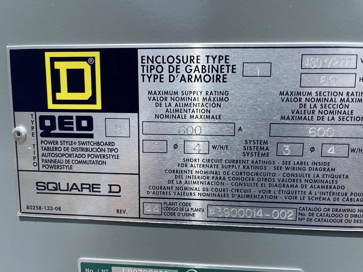 Used Square D 600 Amp QED 2 Switch Gear L88792208 PowerPact PGF36060CU33AAAYP 600A