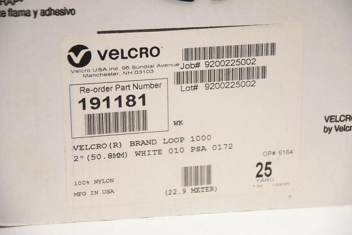 VELCRO 191181 2" x 25 Yard White Loop