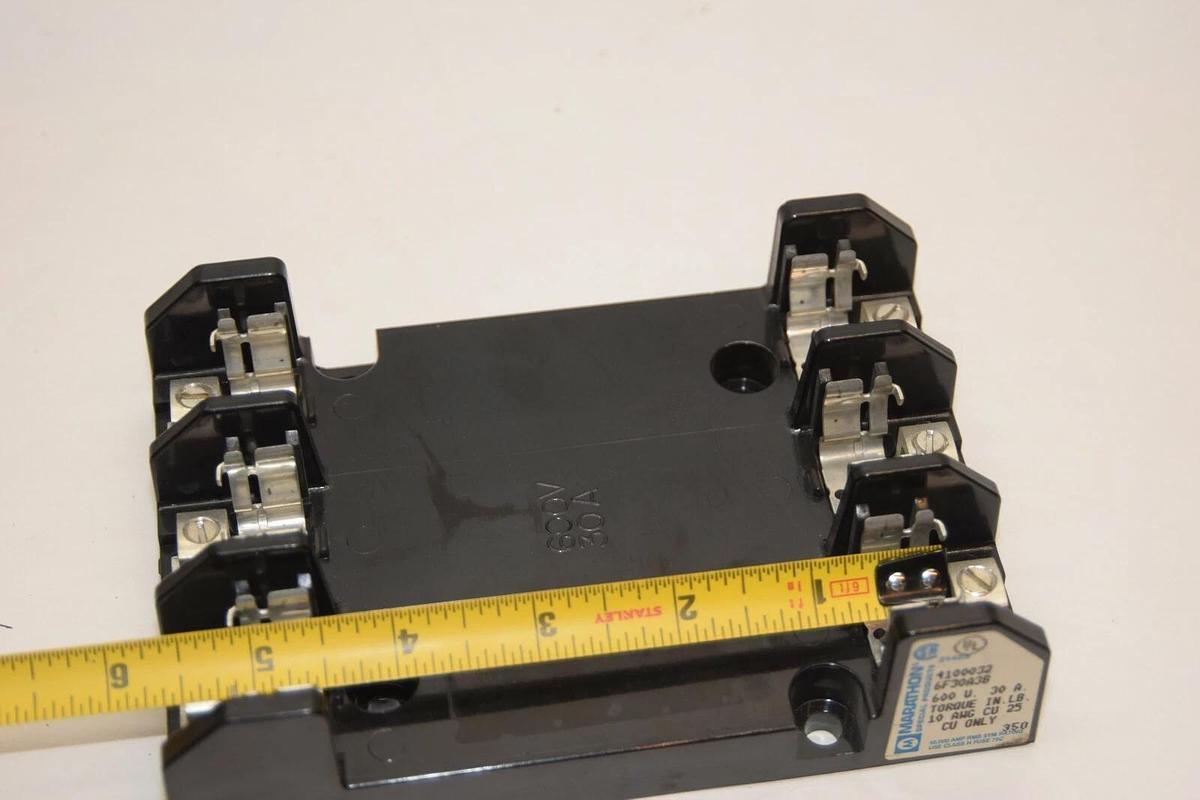 (NEW) MARATHON 4100032 6F30A3B 600V 30A 30 Amp Fuse Holder