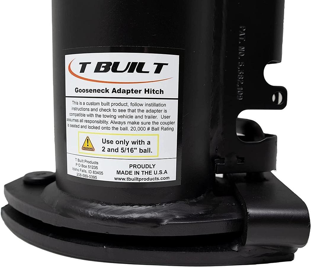 T Built 12" 5th Fifth Wheel to Goose Neck Adapter with 7 3/4" Forward Offset NEW