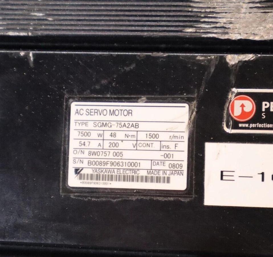 Used Yaskawa AC Servo Motor SGMG-75A2AB SGMG75A2AB 7500w 200v 1500r/min 54.7a