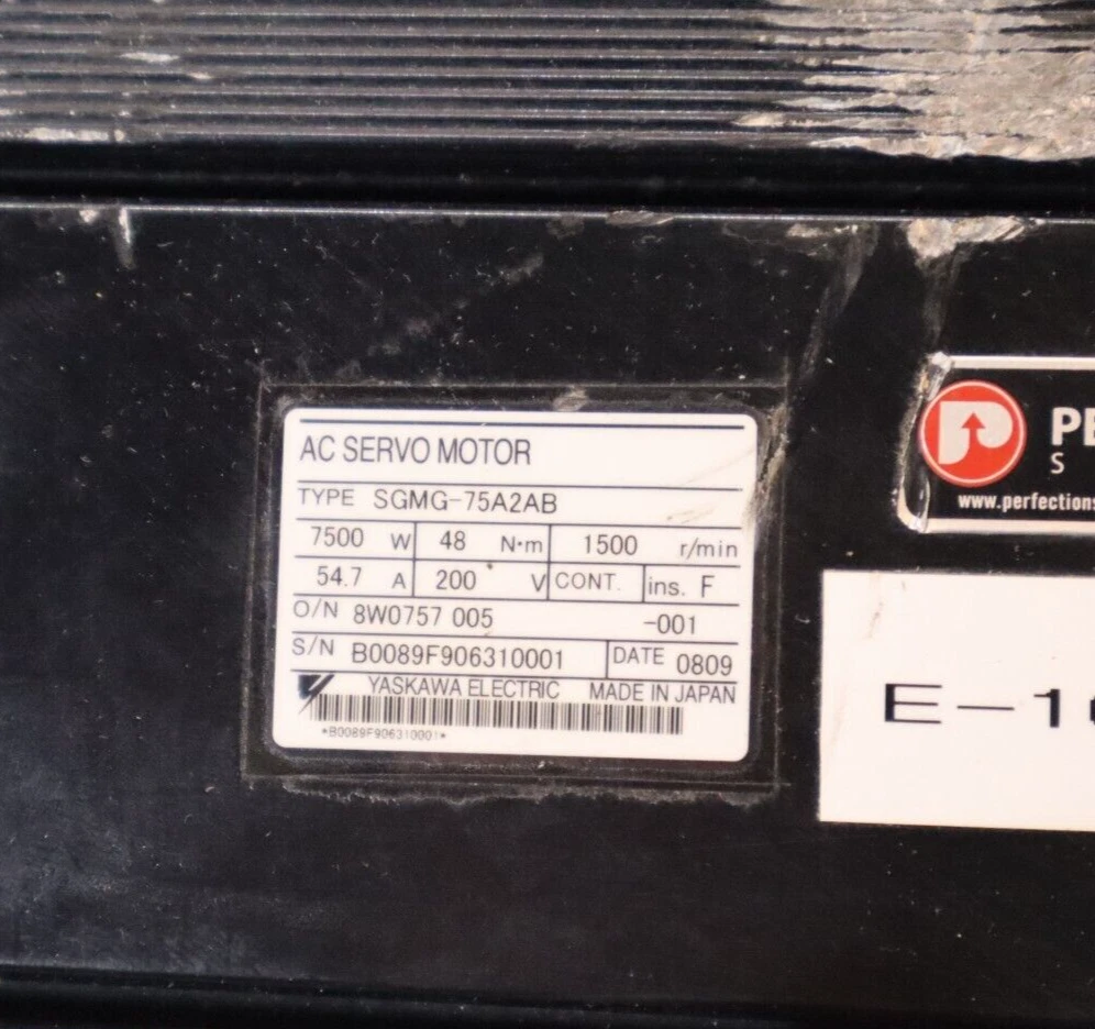 Used Yaskawa AC Servo Motor SGMG-75A2AB SGMG75A2AB 7500w 200v 1500r/min 54.7a