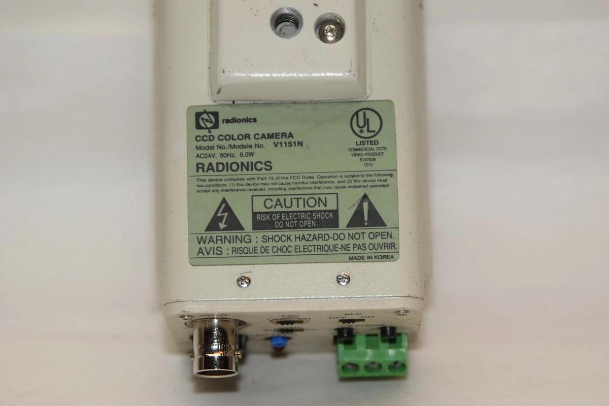 Used RADIONICS V1151N 24V 60Hz 6.0W CCD Color Security Camera