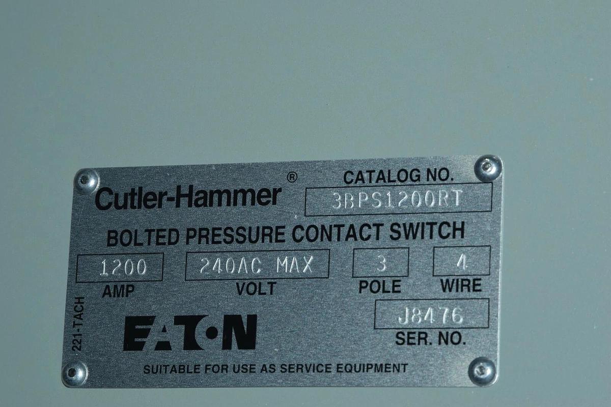 Cutler-Hammer 3BPS1200RT Bolted Pressure Contact Switch 1200A 3PH 1200 Amp Eaton