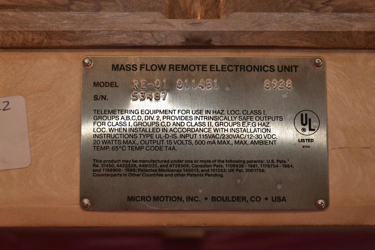 Used MICRO MOTION MASS FLOW REMOTE ELECTRONICS UNIT RE 01 RE-01 011431 RE-01011431