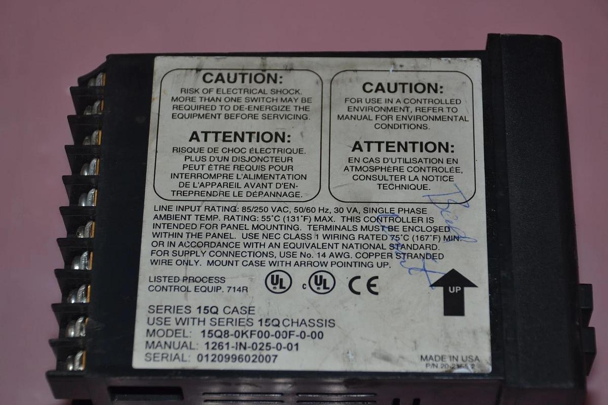 Used BARBER-COLMAN Ser.15Q 15Q8-0KF00-00F-0-00 15Q80KF0000F000 Temperature Controller