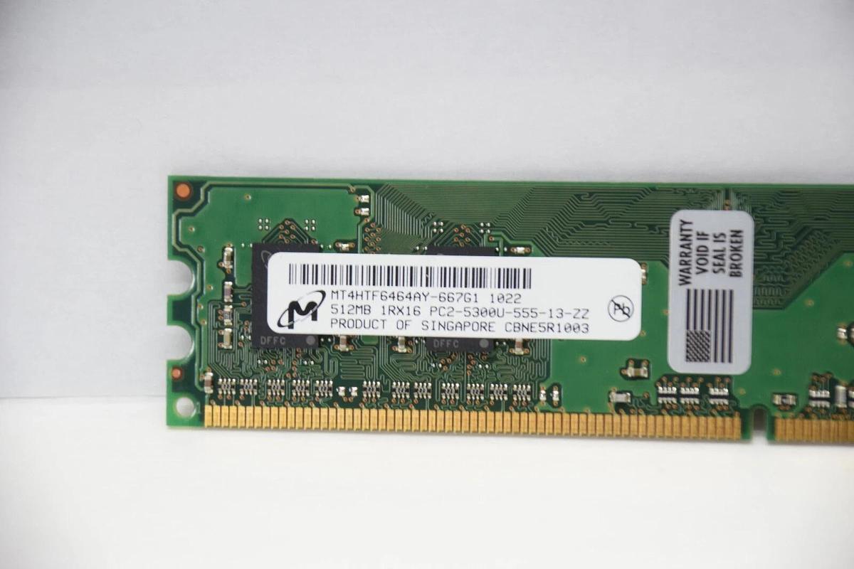 (NEW) MICRON MT4HTF6464AY-667G1 , PC2-5300U-555-13-ZZ 512MB RAM Memory