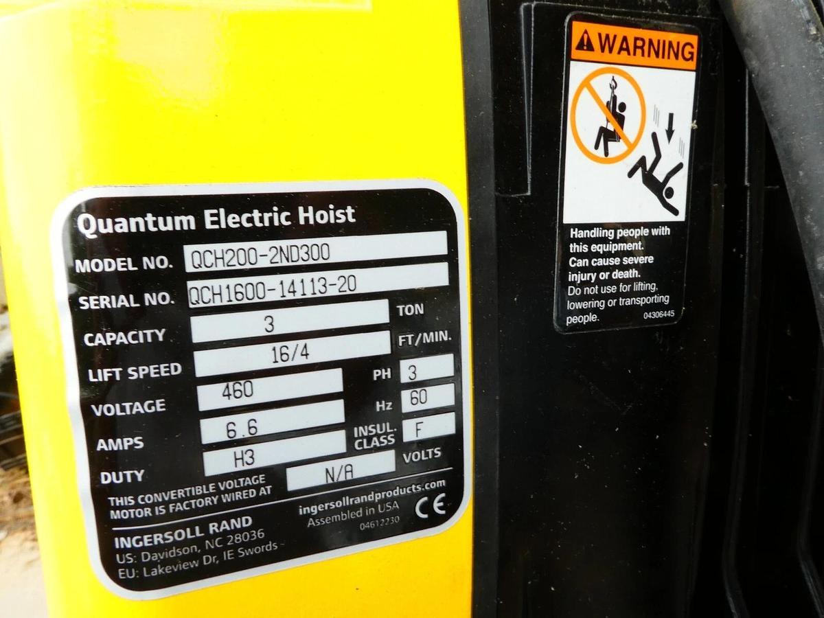 Ingersoll Rand 3 Ton IR Quantum Electric Hoist 25 Ft. Chain QCH200-2ND300 (New)
