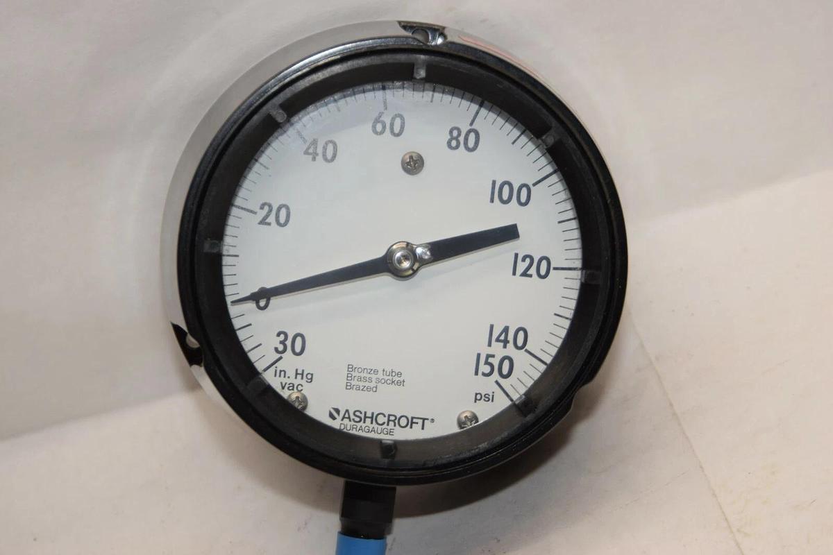 (NEW) ASHCROFT Q-586 30-150psi Brass Socket Gauge