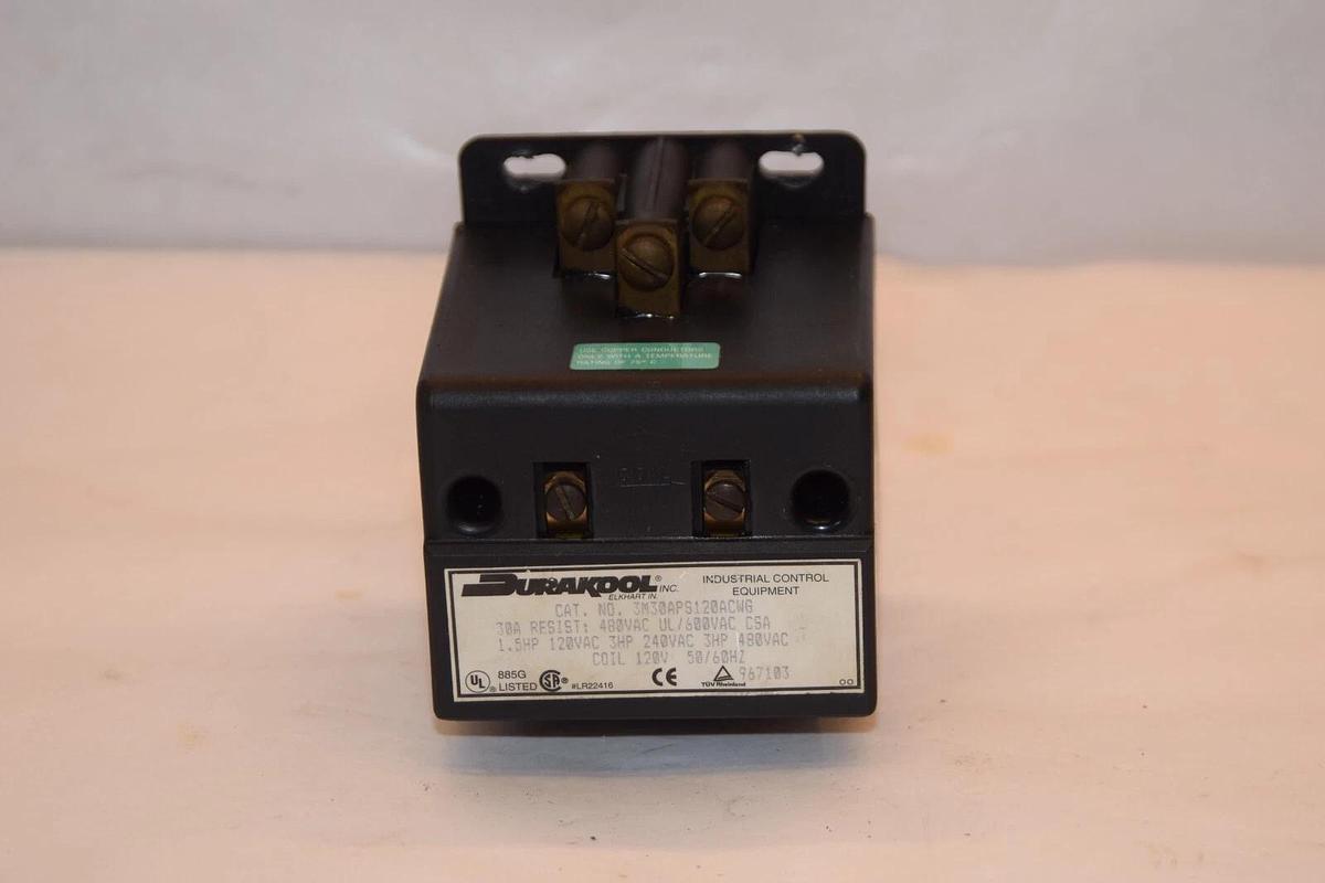 Used DURAKOOL 3M30APS120ACWG 30A Control Relay 120V Coil