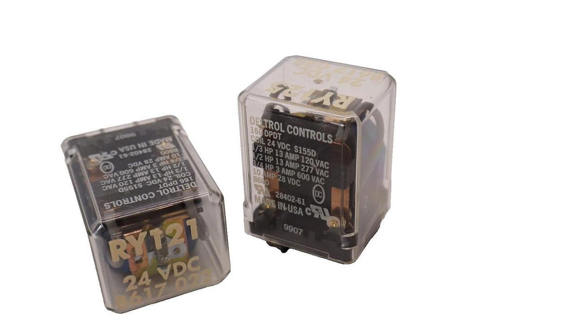 Used (Lot of 2) DELTROL CONTROLS 166DPDT , 28402-61 24Vdc Coil Relay