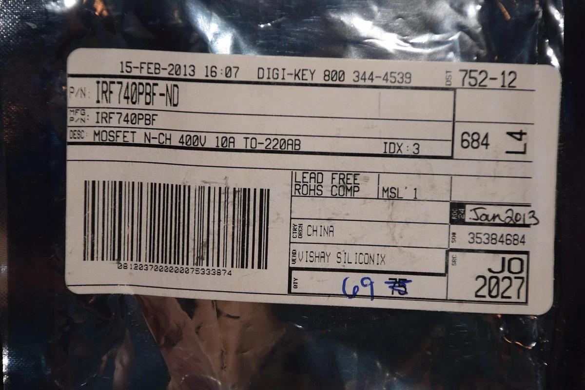 (NEW - Lot of 69) VISHAY IRF740PBF-ND , IRF740PBF 400V Mosfet Transistor