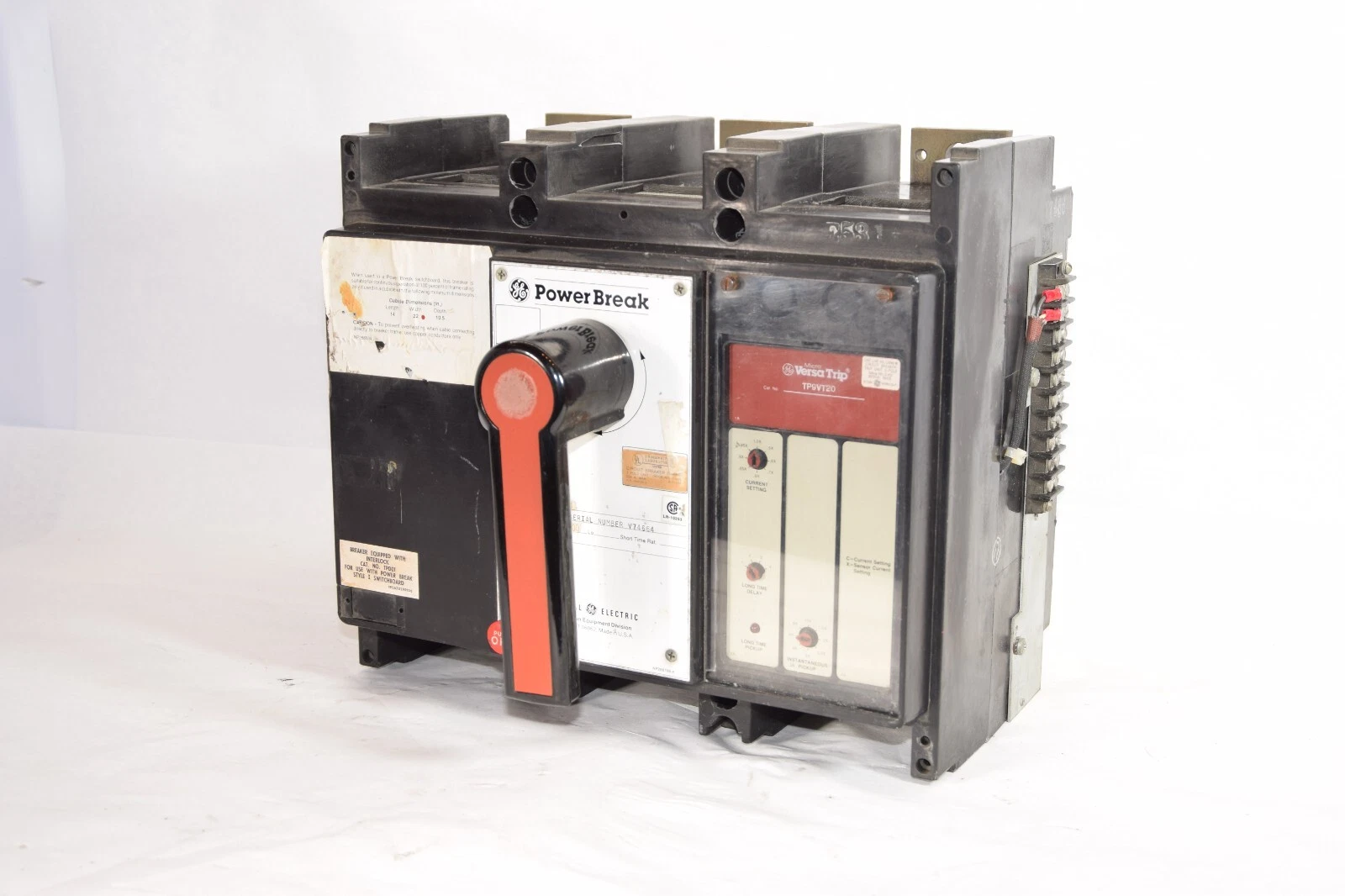 Used GE GENERAL ELECTRIC THPVVF3604 400A Amp TP9VT20 PowerBreak Circuit Breaker