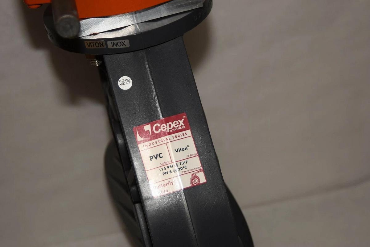 (NEW) CEPEX Hayward CPX16718GB 8" PVC Viton 316 Gear Butterfly Valve