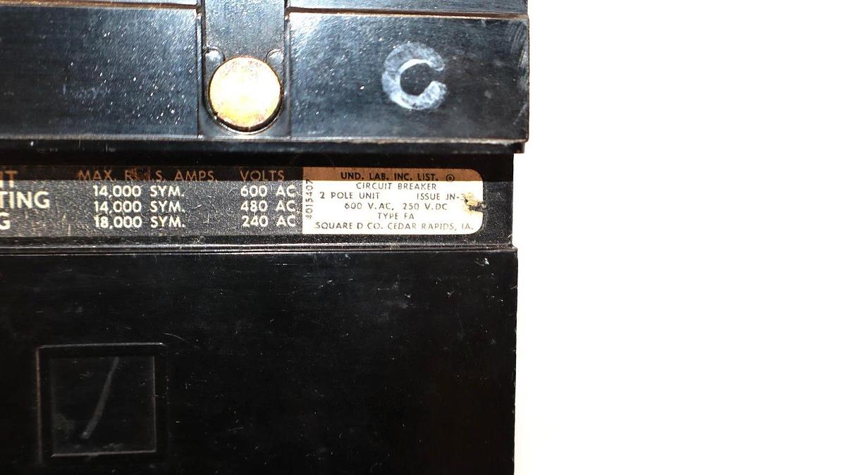 Used Square D 30A Circuit Breaker FA-26030-AC 2-Pole 30 Amp FA26030AC
