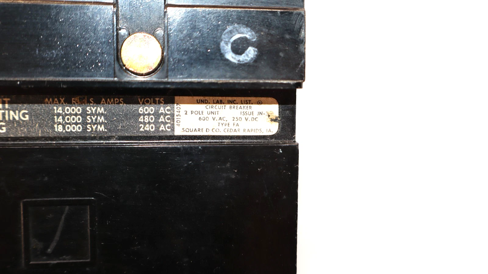 Used Square D 30A Circuit Breaker FA-26030-AC 2-Pole 30 Amp FA26030AC