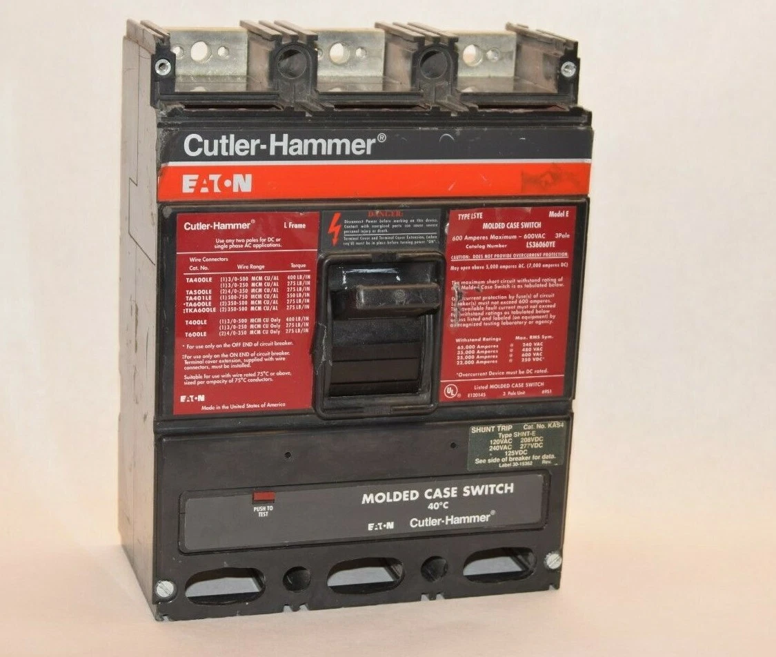 Used CUTLER HAMMER LS36060YE 600A 600 Amp Model F 3P Molded Case Switch Breaker
