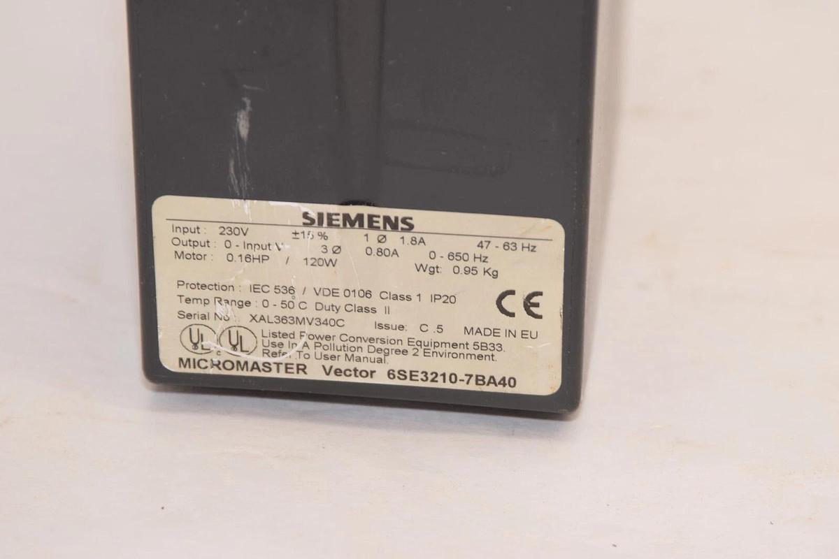Used SIEMENS 6SE3210-7BA40 230V 1.8A Micromaster Vector Inverter