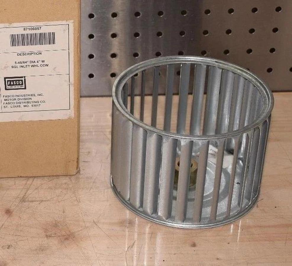 Fasco Galvanized Blower Wheel 1-6057 87106057 5-45/64" Dia 4" W 1/2" Bore (NEW)
