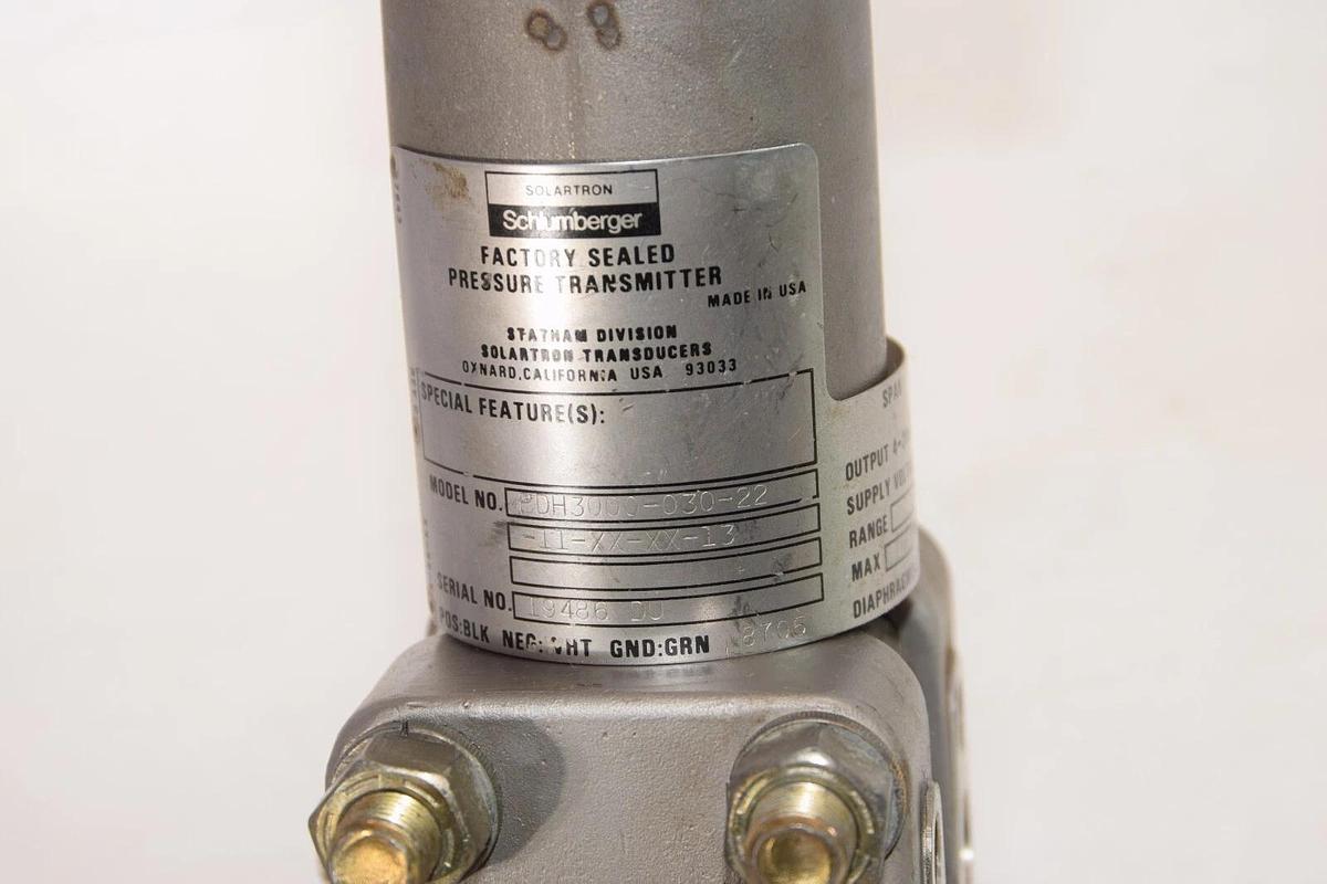 Used SCHLUMBERGER PDH3000-030-22-11-XX-XX-13 30Vdc 0/030 PSID Pressure Transmitter