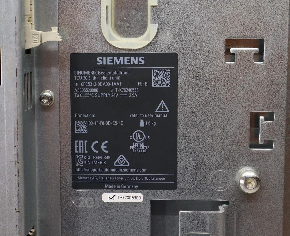 Used Siemens Sinumerik Operator PanelFront 6FC5203-0AF02-0AA1 TCU: 6FC5312-0DA00-1AA1