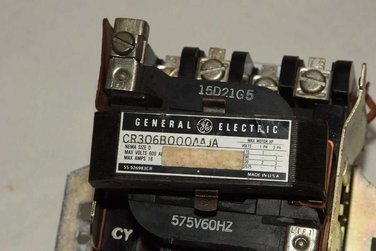 Used GENERAL ELECTRIC CR306B000AAJA Size 0 575V 600Vac 18A Starter