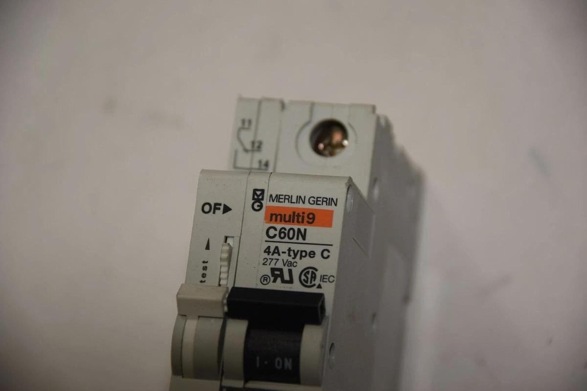 Used MERLIN GERIN C60N MULTI9 4A 277VAC TYPE C 2 POLE CIRCUIT BREAKER
