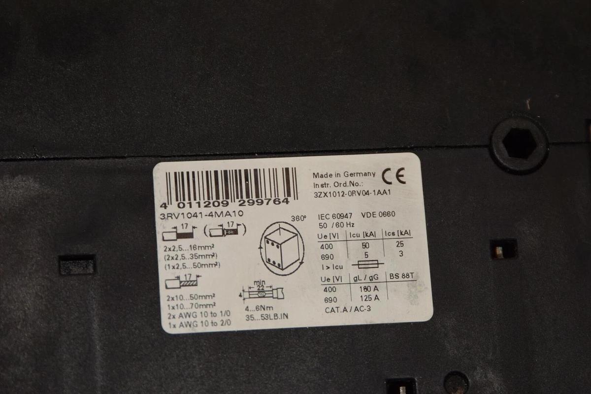 Used SIEMENS 3RV1041-4MA10 3RV10414MA10 80-100A Manual Motor Starter