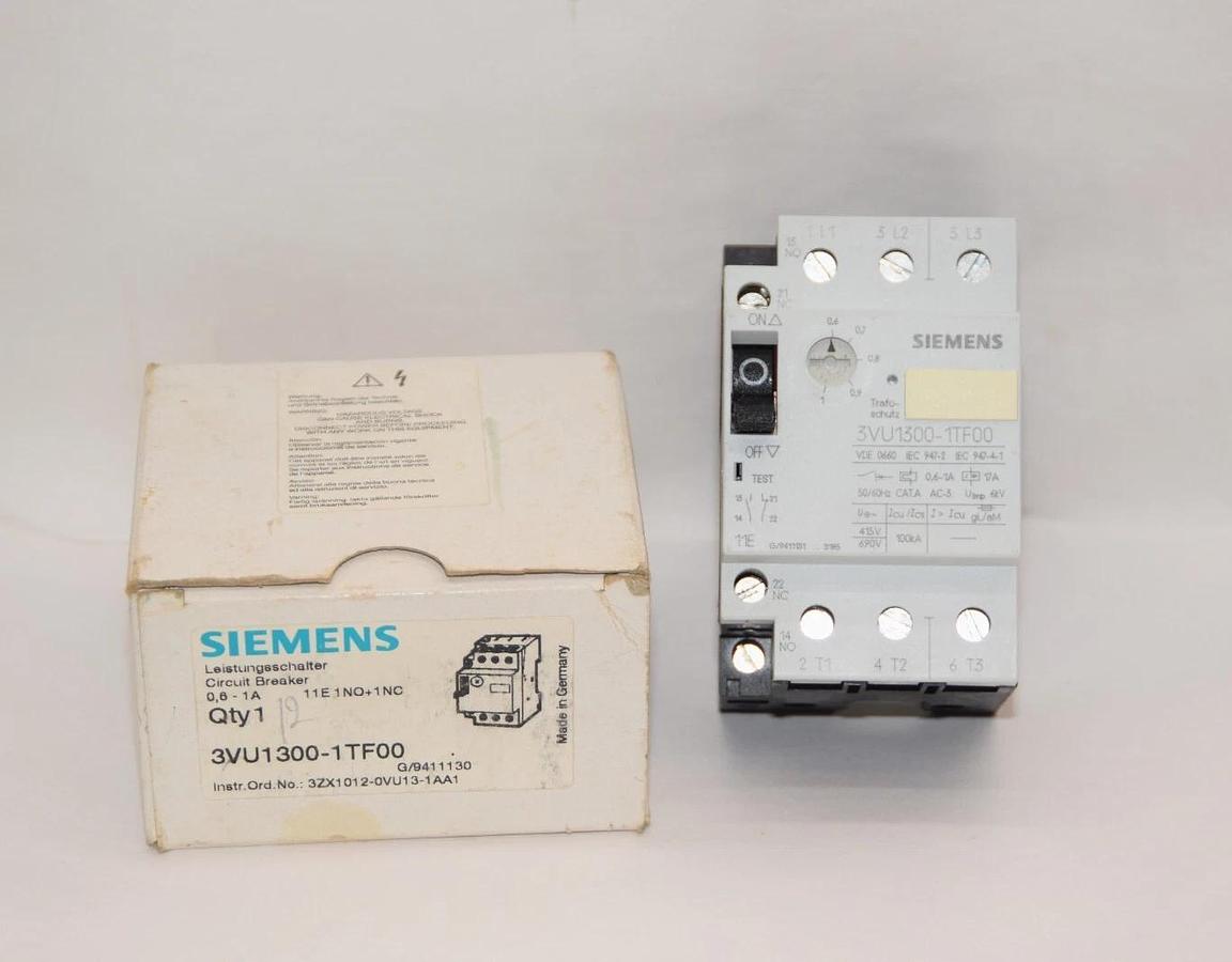 SIEMENS 3VU1300-1TF00 Circuit Breaker  3VU13001TF00 0.6-1A (NEW)