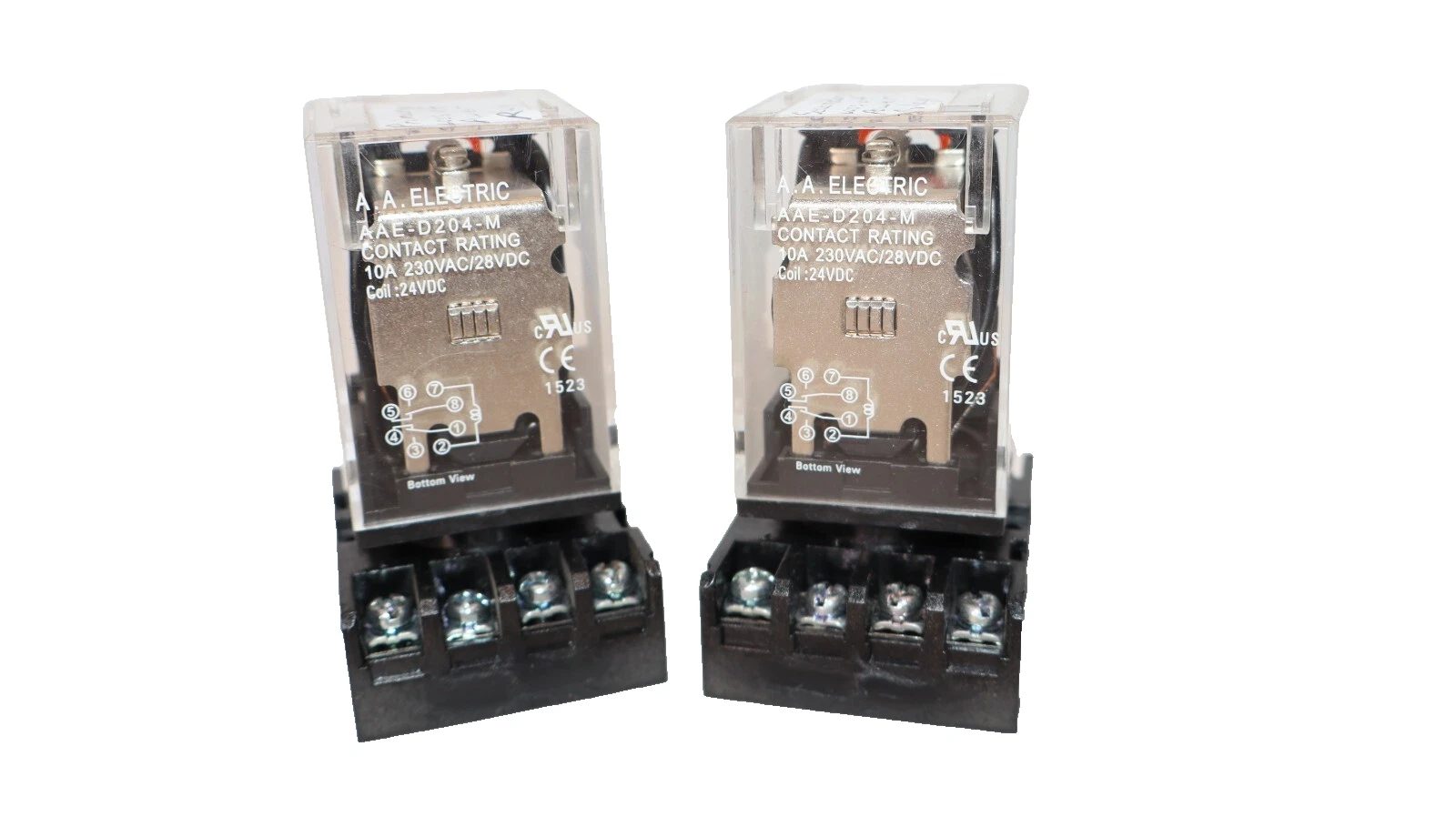 Used (Lot of 2) A.A. ELECTRIC AAE-D204-M 10A 24V Coil 8-Pin Relay With Base