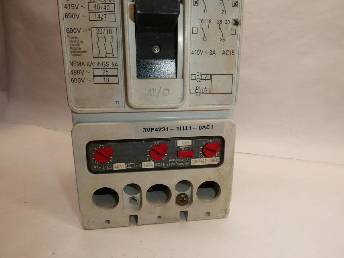 Used Siemens Circuit Breaker 3vf4231-1dh41-0ac1 3VF4231 160A 3VF9427-1DH40  3VF4