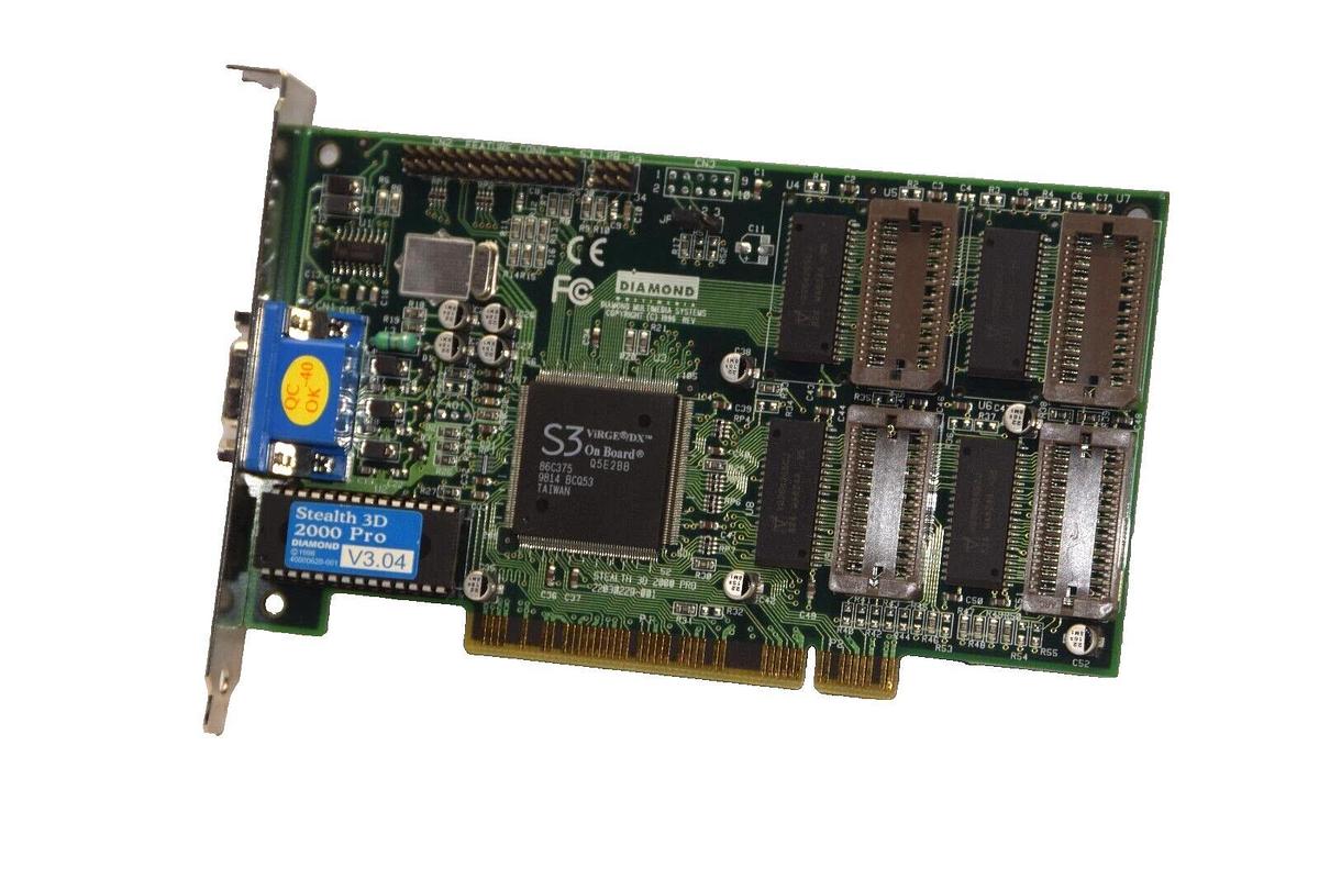 Used DIAMOND STEALTH 3D 2000 Pro 22030229-001 , 23030229-201 2MB Video Board Card