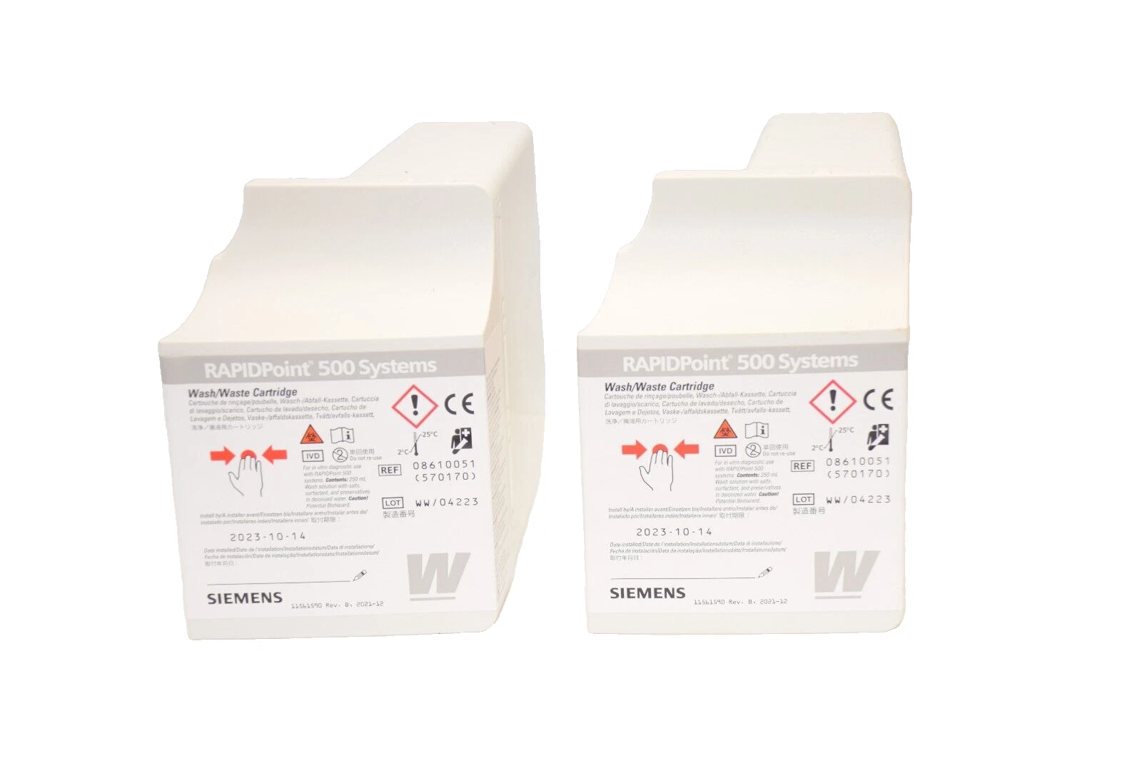 (NEW -Lot of 2) SIEMENS 11561590 Wash/Waste Cartridge For Rapidpoint 500 Systems