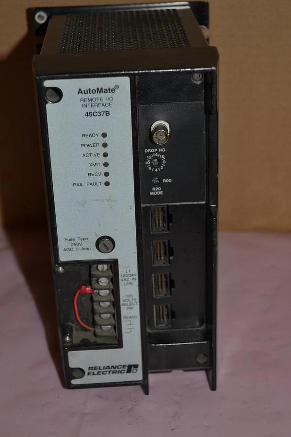 Used RELIANCE ELECTRIC 45C37B 120/240VAC 50/60Hz AUTOMATE REMOTE I/O INTERFACE