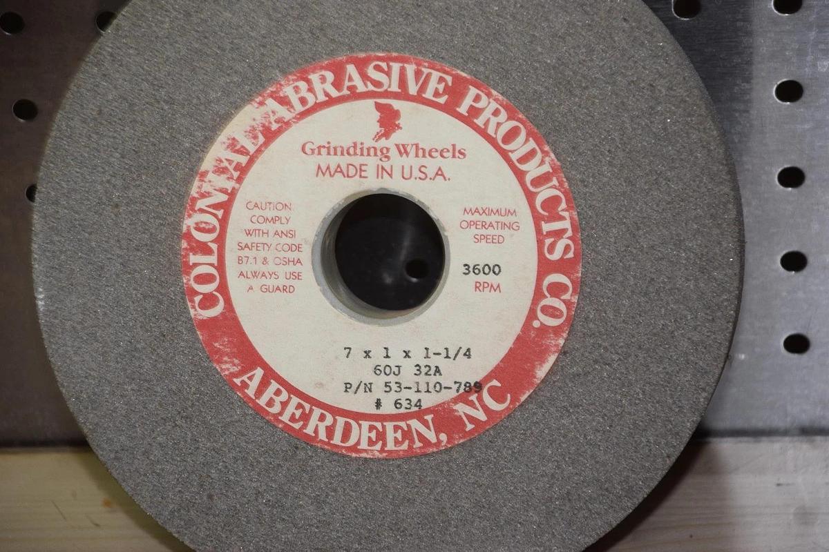 Colonial Abrasive 53-110-789, 60 J 32A  Grey Grinding Wheel 7" x 1" x 1-1/4"